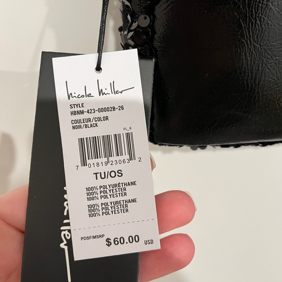 Nicole Miller Black Sequin Shoulder Bag - Picture 3 of 4